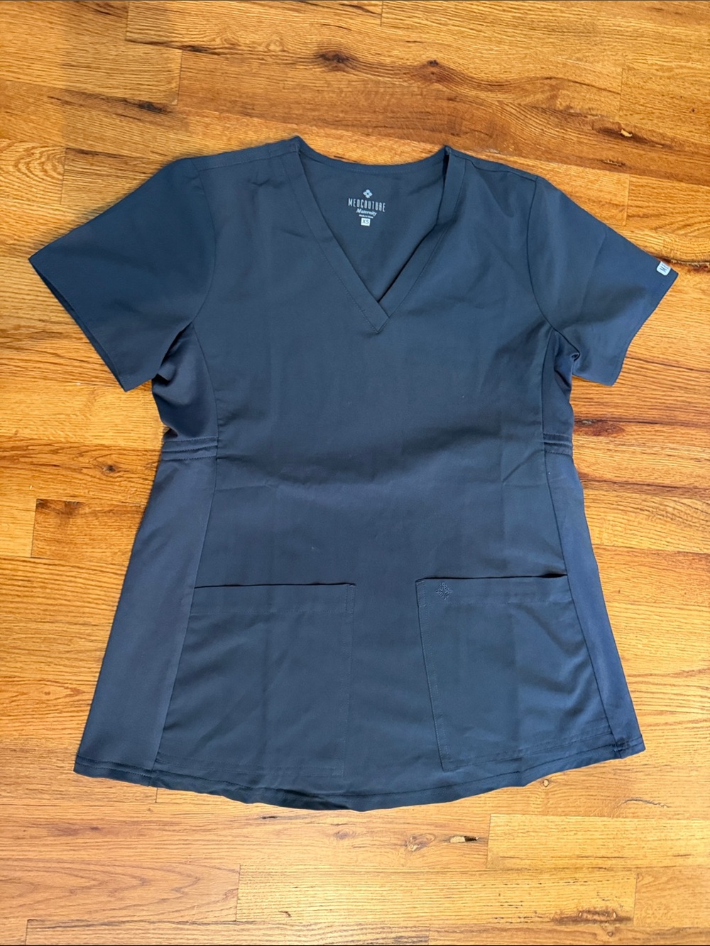 Med Couture Women's V-Neck Scrub Top and Bottom in Grey